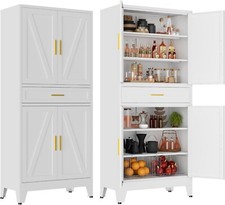 71 H Farmhouse Metal Kitchen Pantry Cabinet File Cabinet with Drawer For Office