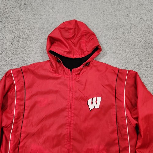 Vintage Extreme Fanz Wisconsin Badgers Football Jacket Extra Large Red Revisable - Picture 2 of 11