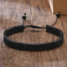 Natural Hematite Beads Dainty Minimalist Healing Reiki Energy Bracelet Gift