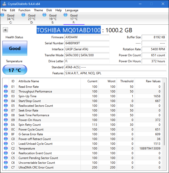 1TB 2.5" Toshiba MQ01ABD100 Hard Disk MQ01ABD100 SATA Laptop HDD eBay