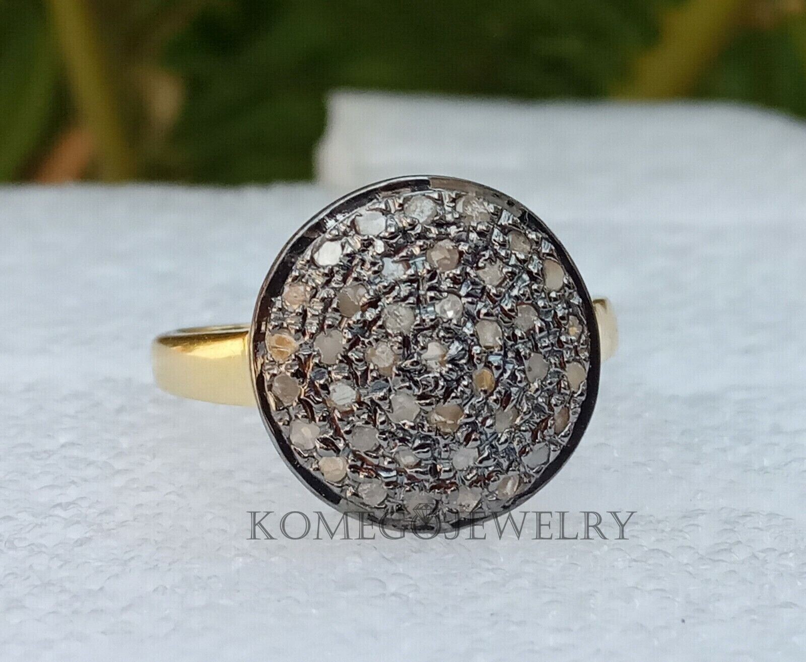 Victorian Style Handmade Diamond Cocktail Ring with Natural Pave Diamonds