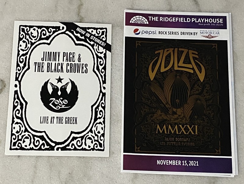 Ridgefield Playhouse Program: Led Zeppelin Evening + Page & Crowes Promo Card