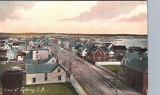 BIRDS EYE VIEW sydney c.b. original antique postcard nova scotia canada ca