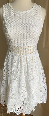ROMEO & JULIET COUTURE lace dress SM White Sleeveless Peekaboo Waist  Crochet | eBay