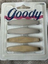 VTG NOS Goody 4 Fashion Hair Barrettes 2 Silver 2 Gold Solid 1990 s Accessories