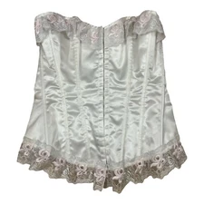 Sexy Lingerie DreamGirl Satin Strapless Corset Bustier White Pink