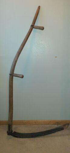 WI Barn Find Antique Primitive 60" Scythe Sickle 27" Blade Reaper Farm Tool "C" - Picture 1 of 18
