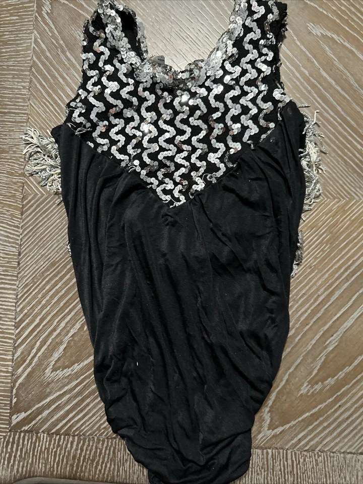 Vintage Black & Silver Sequin Flapper Halloween Costume - Image 3 of 3