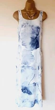 Libra Blue White Long Summer Dress Sz 12 Excellent! Wedding Occasion