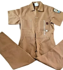 Utility Cotton Coveralls Large Short Sleeve USA Fish Wildlife Service Tough Duck