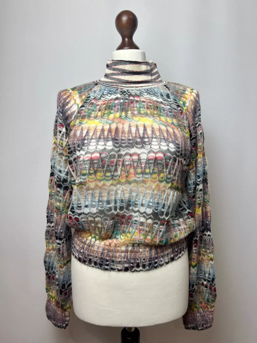 MISSONI Women s Turtleneck Sweater Multicolour Zig Zag Knit