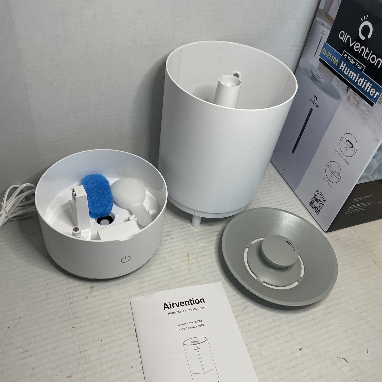 Airvention Humidifier for Bedroom, 4L Cool Mist Top Fill Humidifier, Unused