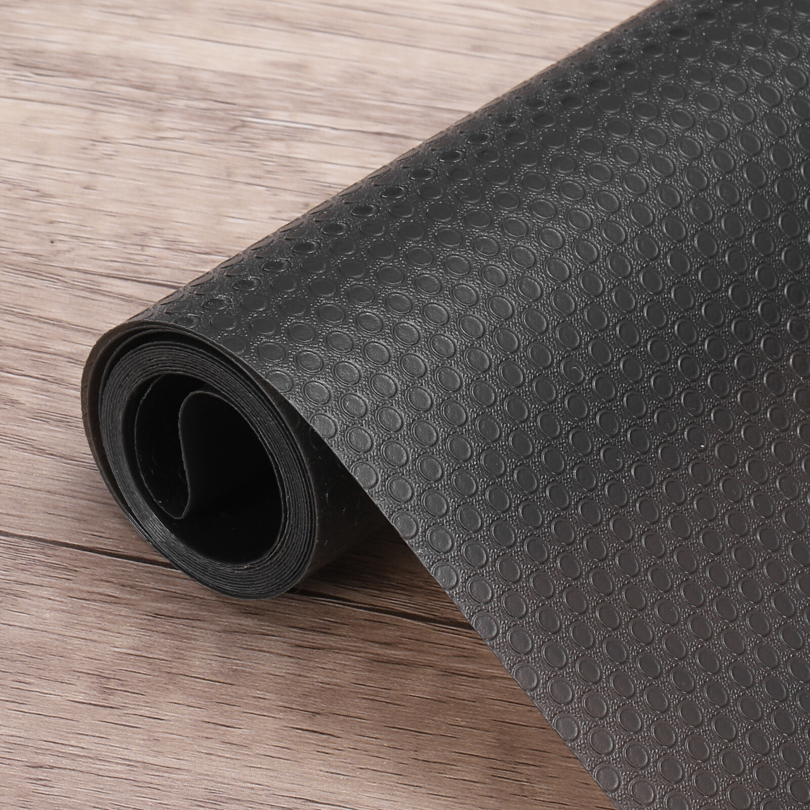 Non-Slip Black EVA Shelf Liner 19.7x4.9ft with Circular Mesh Texture