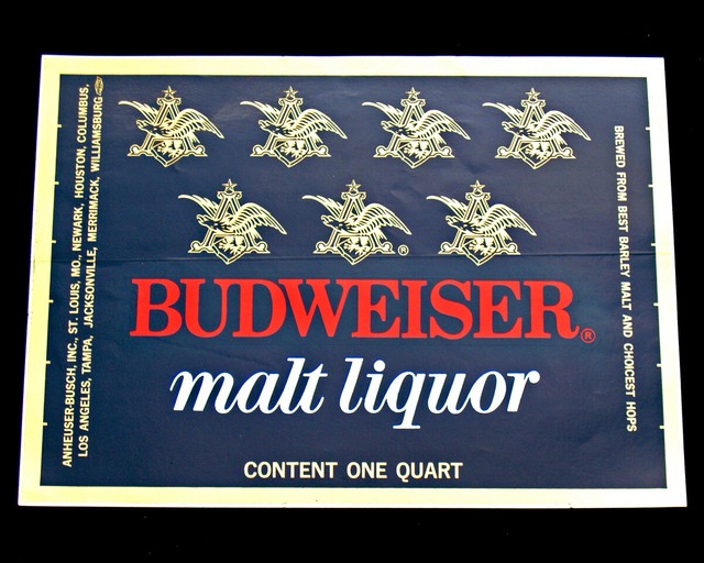 2 Vintage Beer Stickers Budweiser Malt Liquor + Budweiser Large 9.5" x