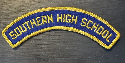 Vintage - Southern High School - Curved Arc Arch Patch - Blue Gold - 5-1/2  x 1 