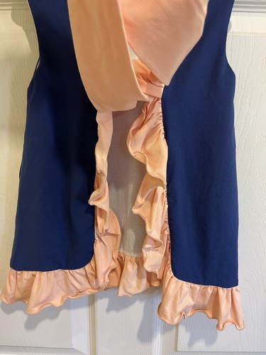 Southern Taters Girls Sleeveless Ruffled Top NWT Sz. 6 Navy Coral Ties In Back - Picture 5 of 9
