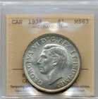 1938 Canada Silver Dollar - Choice Uncirculated, ICCS MS 63