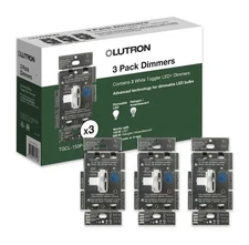 Lutron Toggler LED+ Dimmer Switch 3-Pack - White (TGCL-153P-WH-3) New