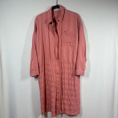 HE-QA Womens Shirt Dress 42 (10/12) Coral Textured Button Up Oversized Relaxed