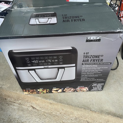 Bella Pro 9-Qt TriZone Touchscreen Air Fryer Dual Flex Basket Stainless