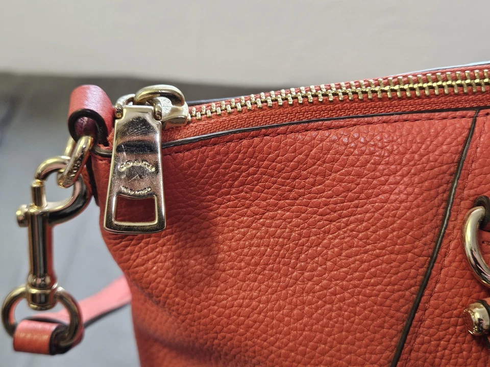Coach Handbag Womens Coral Pebbled Leather Satchel Zip Top Crossbody 58874 - Image 4 of 4