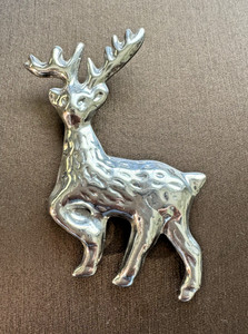 Taxco Sterling Silver 925 VTG Native Mexico Christmas Reindeer Brooch/Pendant 3"