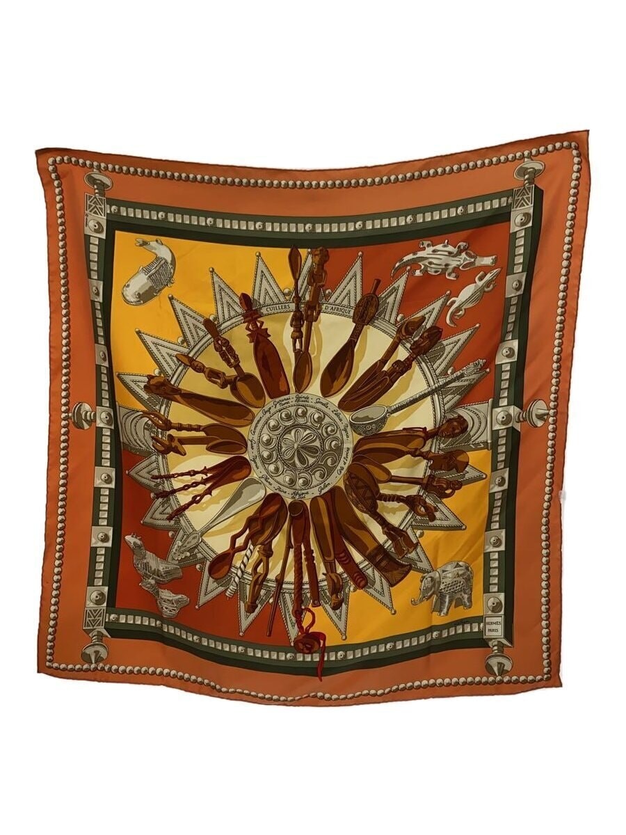 HERMES Silk Scarf Carre 90 Women CUILLERS D AFRIQUE All-Over Pattern
