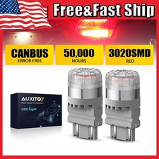 2x AUXITO 3156 3157 LED Red Strobe Flash Brake Stop Tail Parking Light Bulb