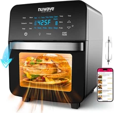 Nuwave Brio 15.5Qt Air Fryer Toaster Oven & Rotisserie Kit, 2024 New Advanced Tu