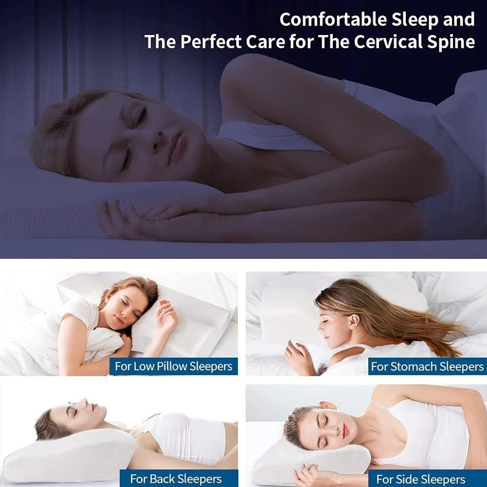 Memory Foam Cervical Pillow for Side, Back & Stomach Sleepers, Ergonomic Design - Image 4 of 4