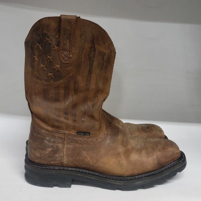 Ariat Sierra Shock Shield Patriot Steel Toe Boot Brown Mens 9D (READ DESCRIP)