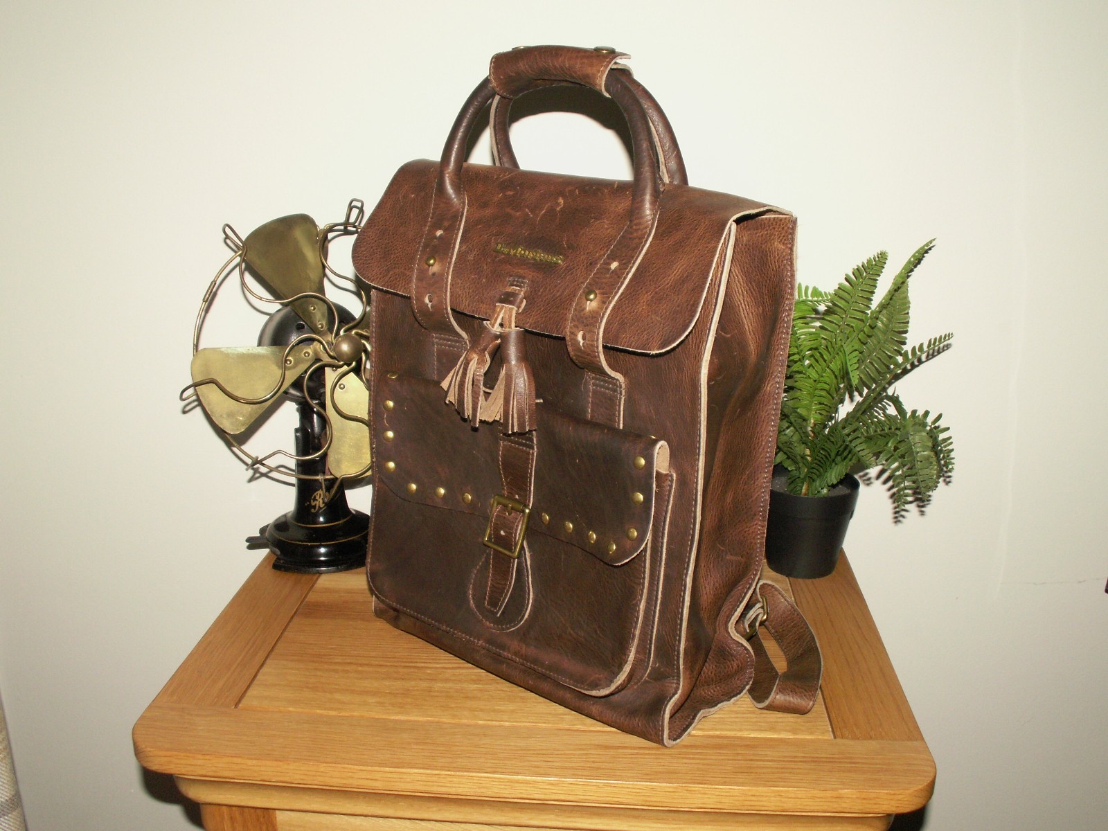 Zaino Dr. Martens marrone porcini borchiato pelle zaino borsa 15"x12" (315)