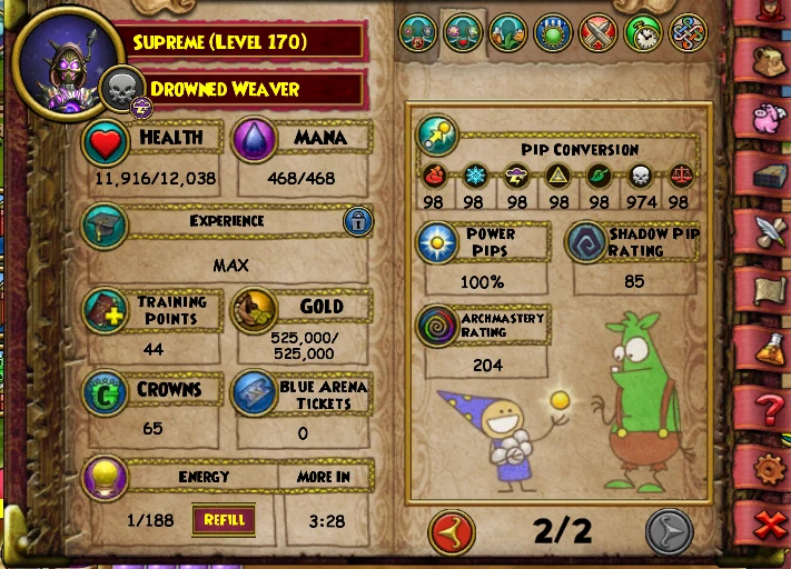 Wizard101 Account Supreme Death Lvl 170 2+69 CP Plot, Spellement+ Pet's + MAIS - Imagem 4 de 4