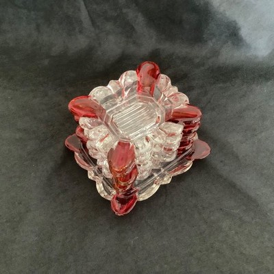 VTG Westmoreland Nesting Ruby Red/Clear Flashed Glass Ashtray/Trinket Dish 5 set