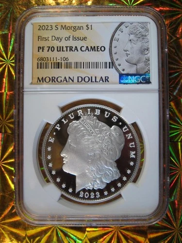 2023 S SILVER MORGAN DOLLAR PROOF FIRST DAY OF ISSUE NGC PF 70 Ultra Cameo