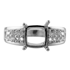 6MM Cushion Semi Mount Solitaire Ring 925 Sterling Silver Side Accents Ring