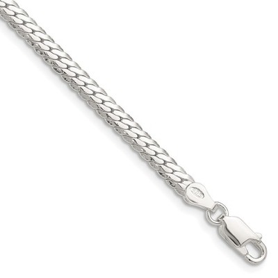 925 Sterling Silver Polished 4.1mm Double Oval Flat Chain Bracelet 8''