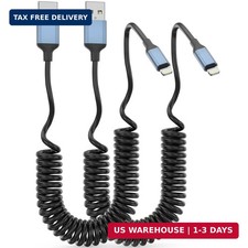 Coiled Lightning Cable for Car, MFi Certified 2Pack Retractable iPhone Charger
