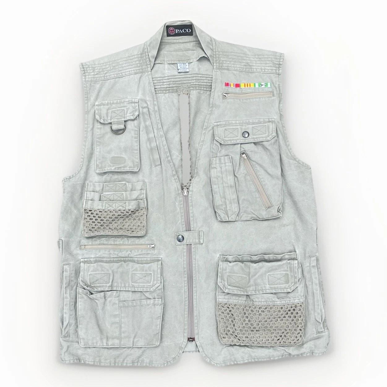 VTG Paco Tan Utility Safari Vest Men’s Size M-L Patched Outdoor Fishing Gorpcore