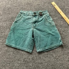 PB&Co Carpenter Shorts Boys Size 10 Teal Denim Utility Multi Pocket Relaxed Fit