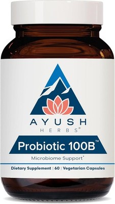 Ayush Herbs Probiotic 100B, 7 Probiotic Strains, 60 Vegetarian Capsules EXP 7/27