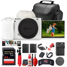 Sony ZV-E10 Mirrorless Vlog Camera 64GB Card Software Bundle - White