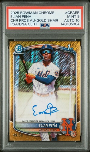 Elian Pena [Gold Shimmer Refractor] #CPA-EP 2025 Bowman Chrome Prospect Autograph card