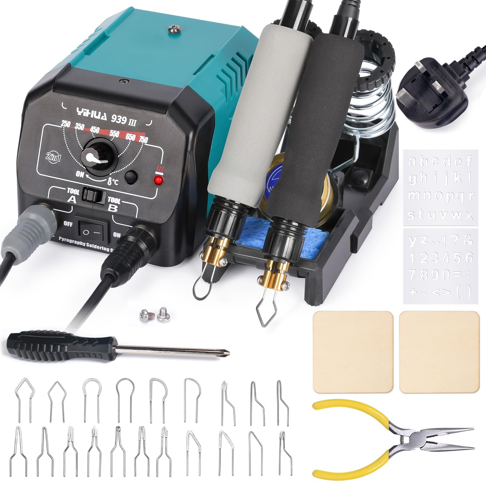 YIHUA 939-III Pyrography Tool Kit Wood Burning Station with 2 Pyrography...