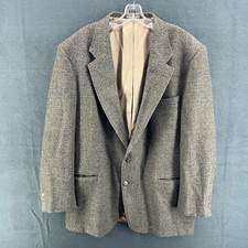 Vintage Woolrich Brown Blue Plaid Mens Large Wool Sport Coat Blazer Made in USA