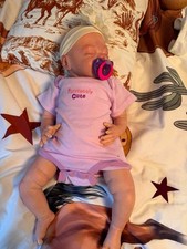 Sleeping Baby Doll Eyes Closed Light Complexion No Hair w/ Pacifier Headband