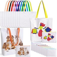 MAFYE 20-Pack Sublimation Blanks Canvas Tote  Zipper Bags Heat Transfer DIY Cra