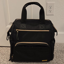 Skip Hop Mainframe Wide Open Diaper Backpack Black, Gold Tone