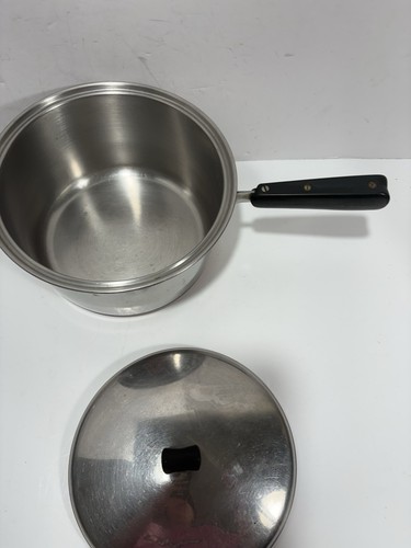 VINTAGE 1940s Thermic Ray by Norris Stainless Steel w LID & COPPER BOTTOM - Picture 4 of 9