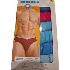 Nwt Papi 6 PK 100 Premium Cotton Low Rise Mens Briefs XL 40-42" Stretch